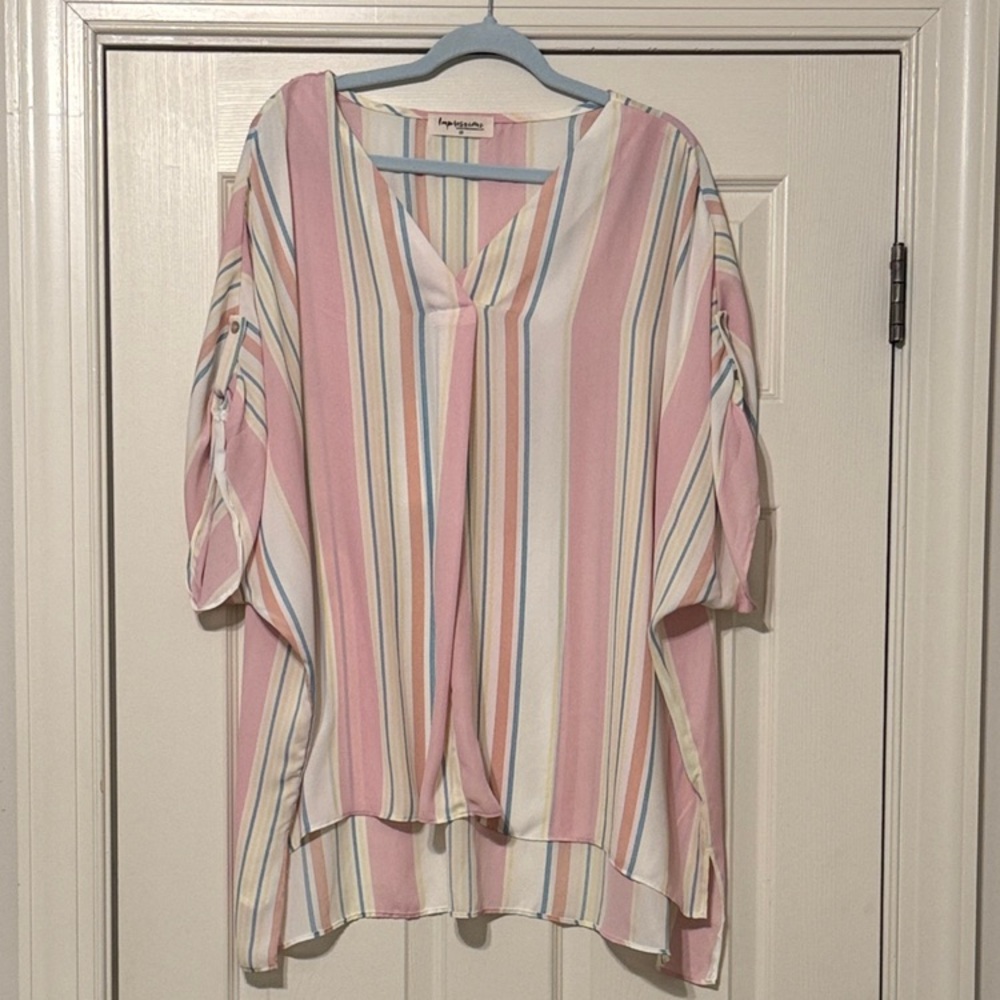 Impressions Multicolor Striped Blouse
